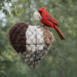 Handmade Alpaca Fiber Bird Nesting Heart| Winter Shelter for Wild Hummingbirds| Garden Yard Art Birdhouse Decor| Perfect Gift for Bird Lovers