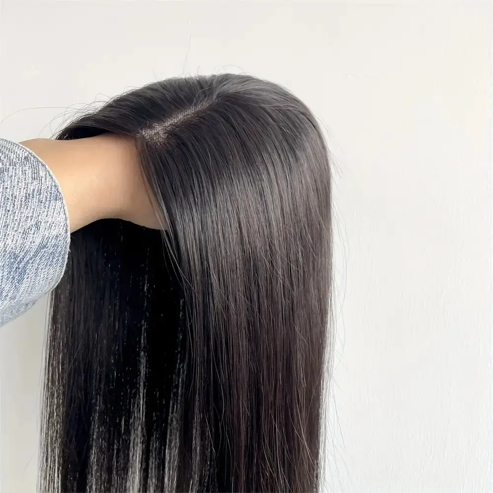 Fashionable New [Elegant Human Hair Topper] 1pc Large Human Hair Topper for Women - 6x6 Inch Straight Mono-Base Hairpiece with Secure Lace Base, Elegant Natural Look for Sparse Hair, Versatile & Sleek Glossy Texture