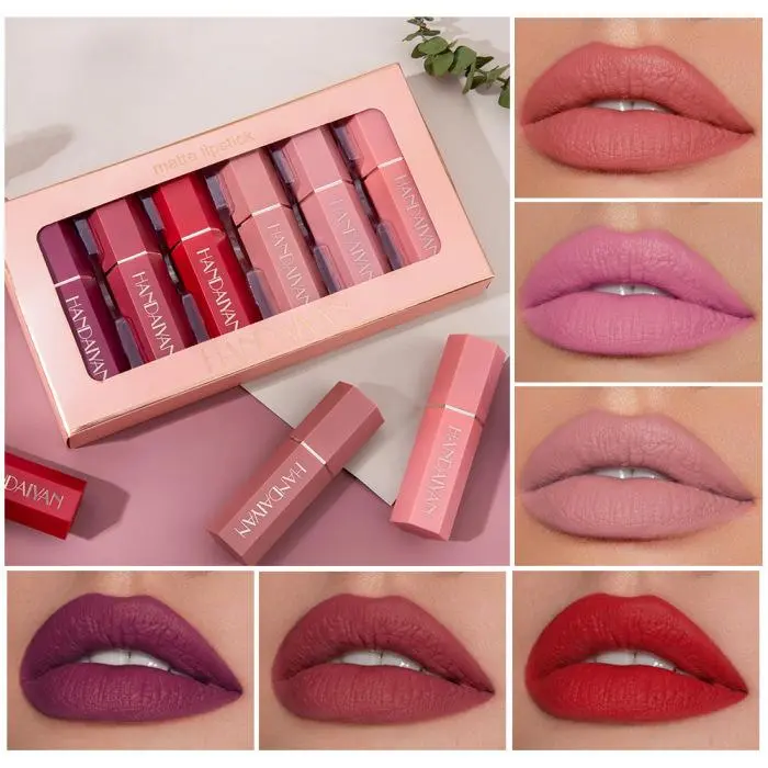 Matte Lipstick Set, 6 Colors, Long-Lasting & Fade-Resistant, Smudgeproof, Suitable for Cupcakes, Perfect for Everyday Use & Gifts Gloss Lipgloss