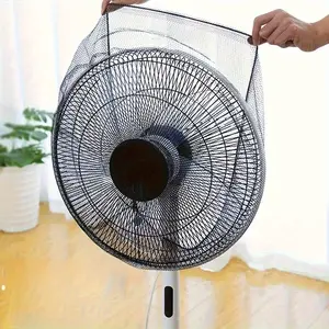 Washable Fan Dust Cover with Mesh Safety Net, Dustproof Design, Finger Protection, Improve Air Quality, Reusable Easy Clean Fabric Sleeve