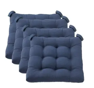 Textured Chair Seat Pad (Chair Cushion), Navy Color, 4-Piece Set, 15.5" x 16"