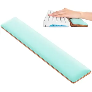 ColorCoral Ergonomic Memory Foam Wooden Keyboard Wrist Pad Green Durable Leather Support for Computer Typing Comfort