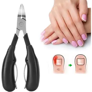 Ingrown Toenail Clippers for Humans, Professional Diagonal Pliers with Sharp Head & Ergonomic Handle, Functional Heavy Duty Nipper for Pain Relief & Care (Black)