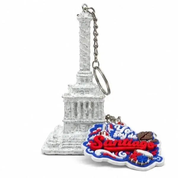 Classic Elegant Santiago de los Caballeros Restoration Monument Republic Dominican Republic Keychain, Polished Steel Anniversary Fashion Accessory