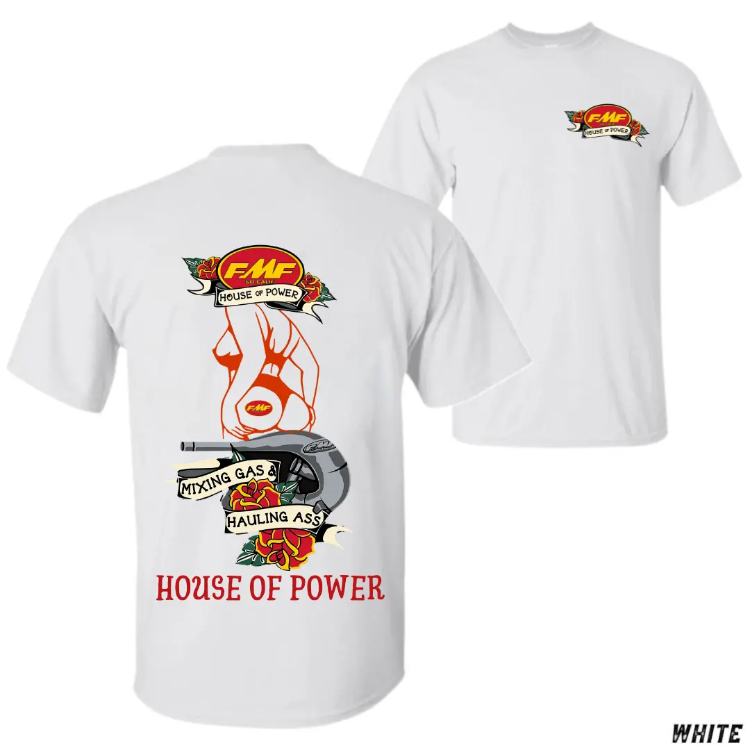 FMF Racing House of Power TShirt – Mixing Gas Hauling Ass Graphic Tee, Retro Moto Outfit, Vintage Motocross Apparel, Unisex Racing Fanwear Top