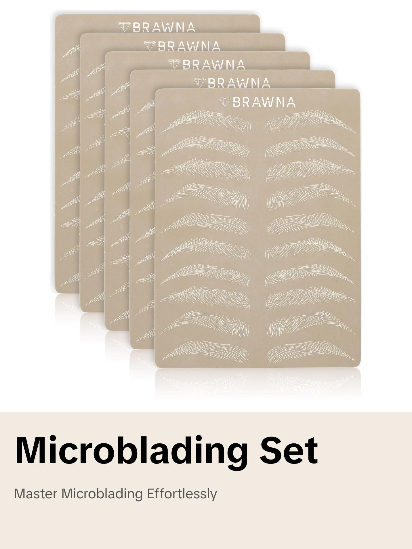 BRAWNA - 6 Pcs Inkless Double Sided PMU Microblading Eyebrow Practice Skin - Assorted Disposable PMU