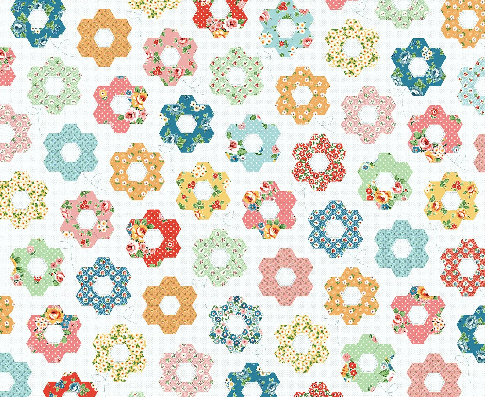 Fabric Poppie Cotton Grandmother's Garden Flower Market Quilt Panel FM25423