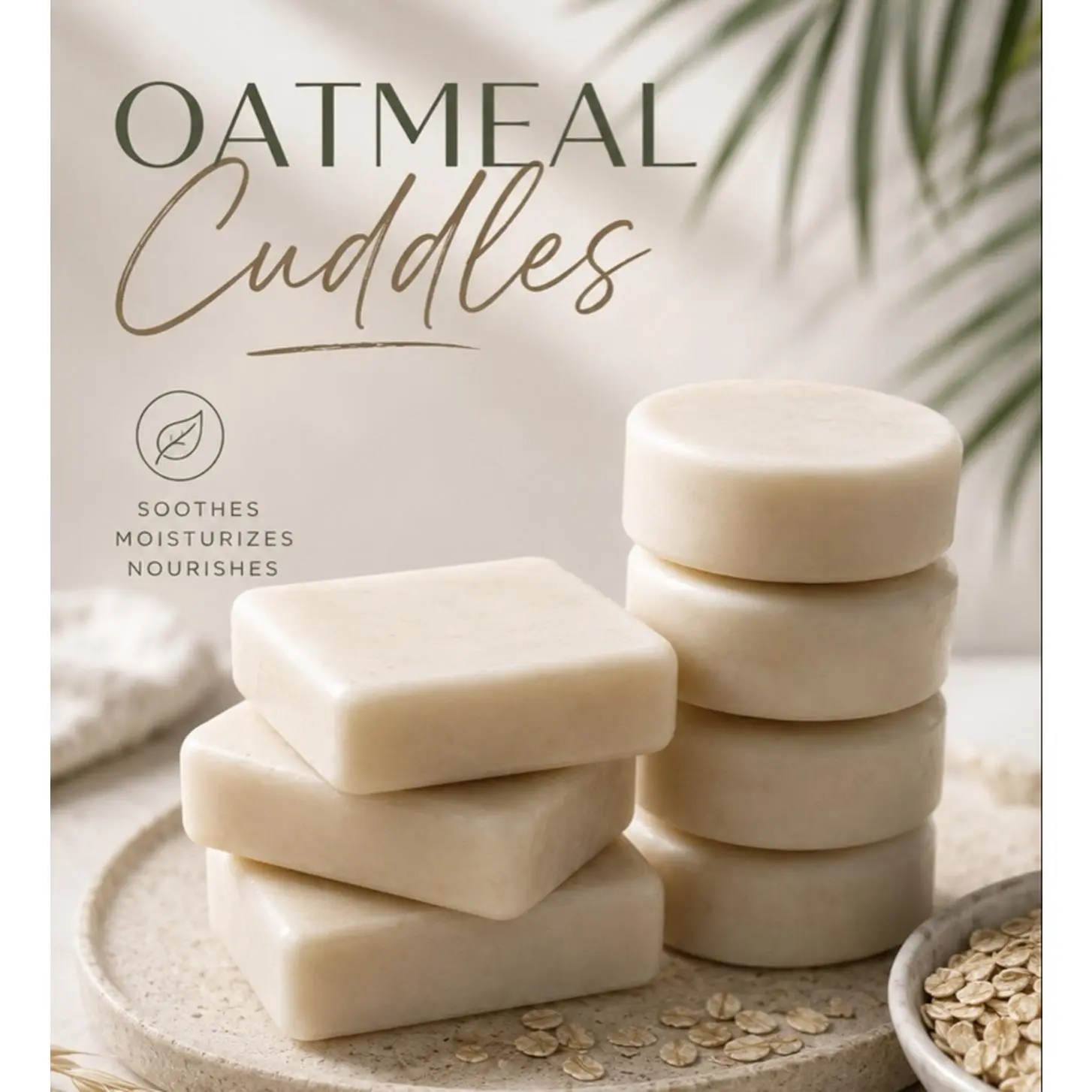 Oatmeal Cuddles Body Care Soap with Shea Butter, Mango Butter - Gentle, Soothing, Nourishing Daily Soap for Sensitive Skin, Moisturizes Dry Skin