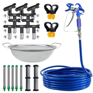 Airless Paint Sprayer Complete Kit – Spray Gun, 10 Spray Tips (209–623), High Pressure Hose, Filters & Strainer