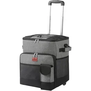 Soft Cooler with Wheels - Removable Wheels Insulated Portable Rolling Cooler, Collapsible Cooler on Wheels Suitable for Shopping Picnic BBQ Beach