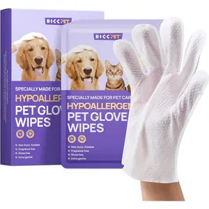 HICC PET Cleaning Deodorizing Bathing Wipes for Dogs & Cats, Hypoallergenic Dog Cleaning Glove Wipes, Nourishing & Grooming Fur, Cat Cleaning Wipes Remove Odor