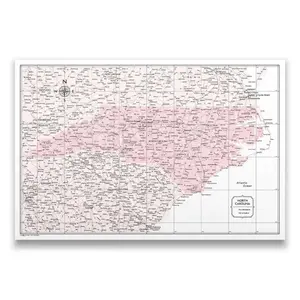 Push Pin North Carolina Map (Pin Board) - Pink Color Splash