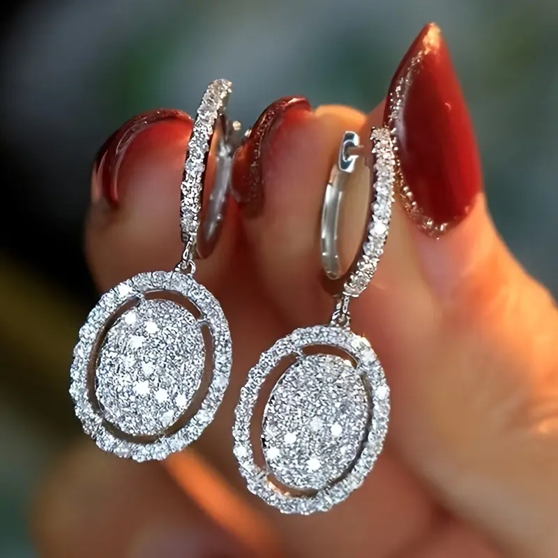 Bridesmaid Earrings for Women, Sparkling Micro-Paved Zirconia Dangle Hoops, Hypoallergenic Wedding Party Jewelry, Sparkling Zirconia, Earring For Women