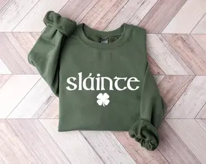 Slainte Sweatshirt, Slainte St Patricks Day Sweatshirt, Shenanigans Shirt, St Paddys Day, Clover Shamrock Sweater, Irish Lucky Sweatshirt
