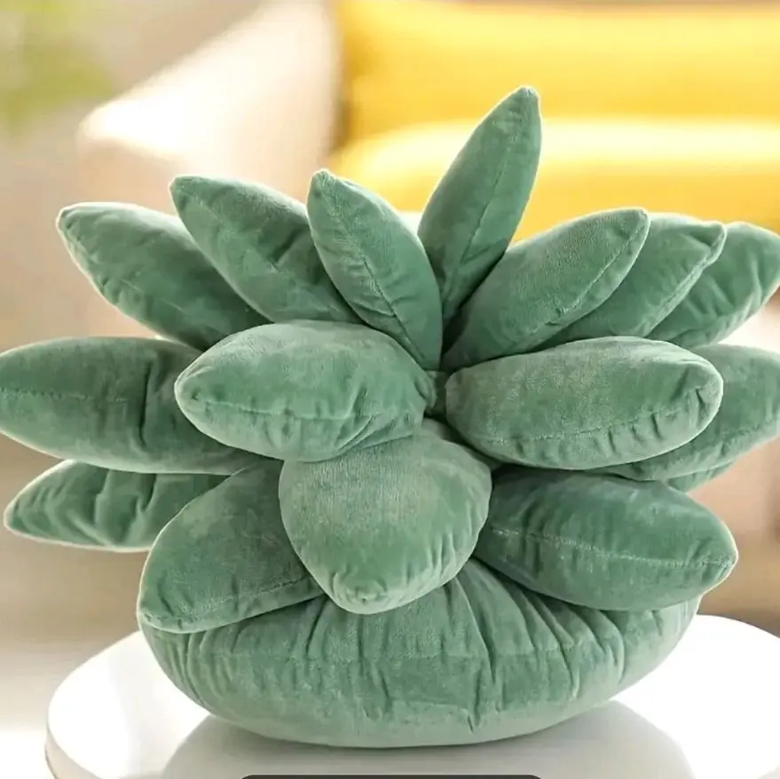 Stuffed Cactus Green/Sage Plant Cushion Decorative Throw Pillow 12x12"