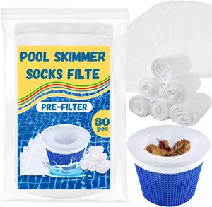 Pack Pool Skimmer Socks,Pool Filter Socks for Skimmer Basket for Above Ground and Inground Pool Ultra Fine Mesh Screen Pool Skimmer Scum Socks Saver,Pool Cleaning Filter Socks Cleans Debris Leaves