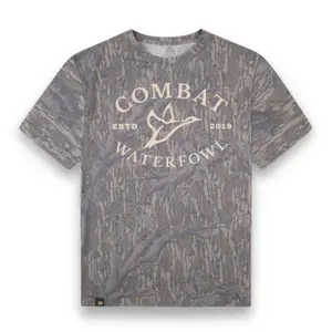White Combat Waterfowl Washed Out Tee Mossy Oak Original Treestand, Mossy Oak Original Treestand White Combat Waterfowl Printing Short Sleeve Shirt