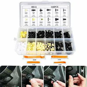 146PCS Auto Trim Clip Retainer Set, Nylon Plastic Fender Hood Door Bumper Fasteners Assortment with 4Pcs Removal Tools & Organizer Box for Toyota Multiple Models