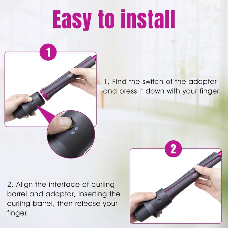 1.2 Inch/30MM Long Hair Curling Iron Barrels For Dyson Airwrap HS01 HS05 Attachment Parts Hair Tool, With Adaptor For Dyson Hair Dryer Converting To Airwrap Styler, 1 Pair
