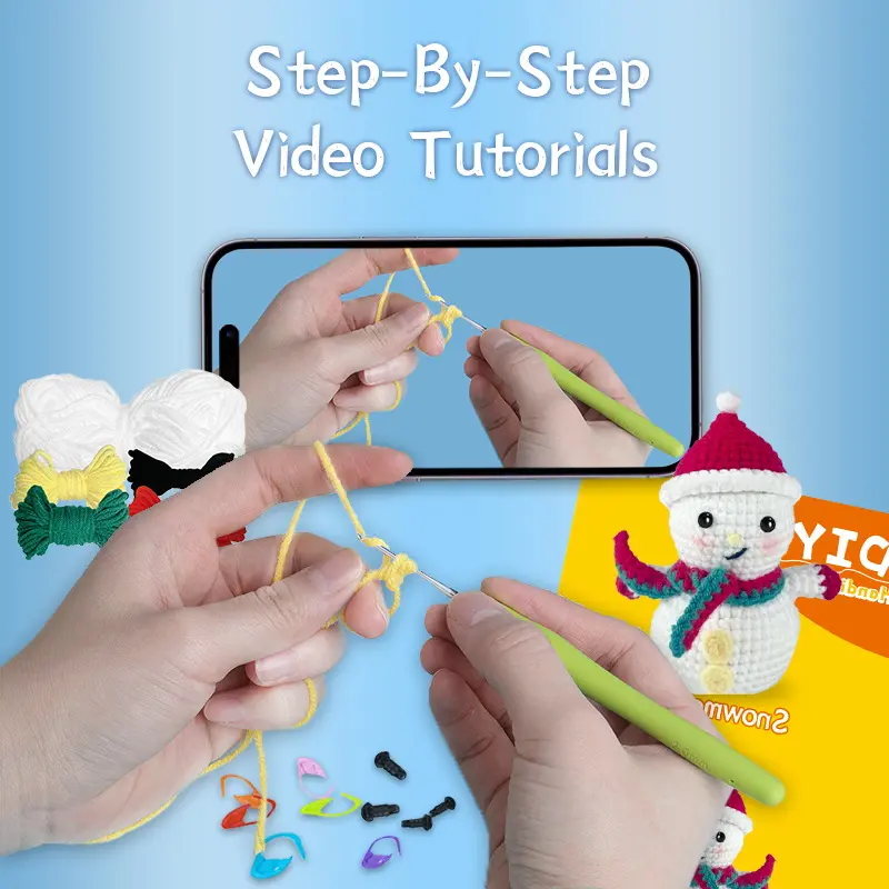 Christmas Snowman Crochet Kit — Best Seller, English Video Tutorial, Handmade Doll Crochet DIY