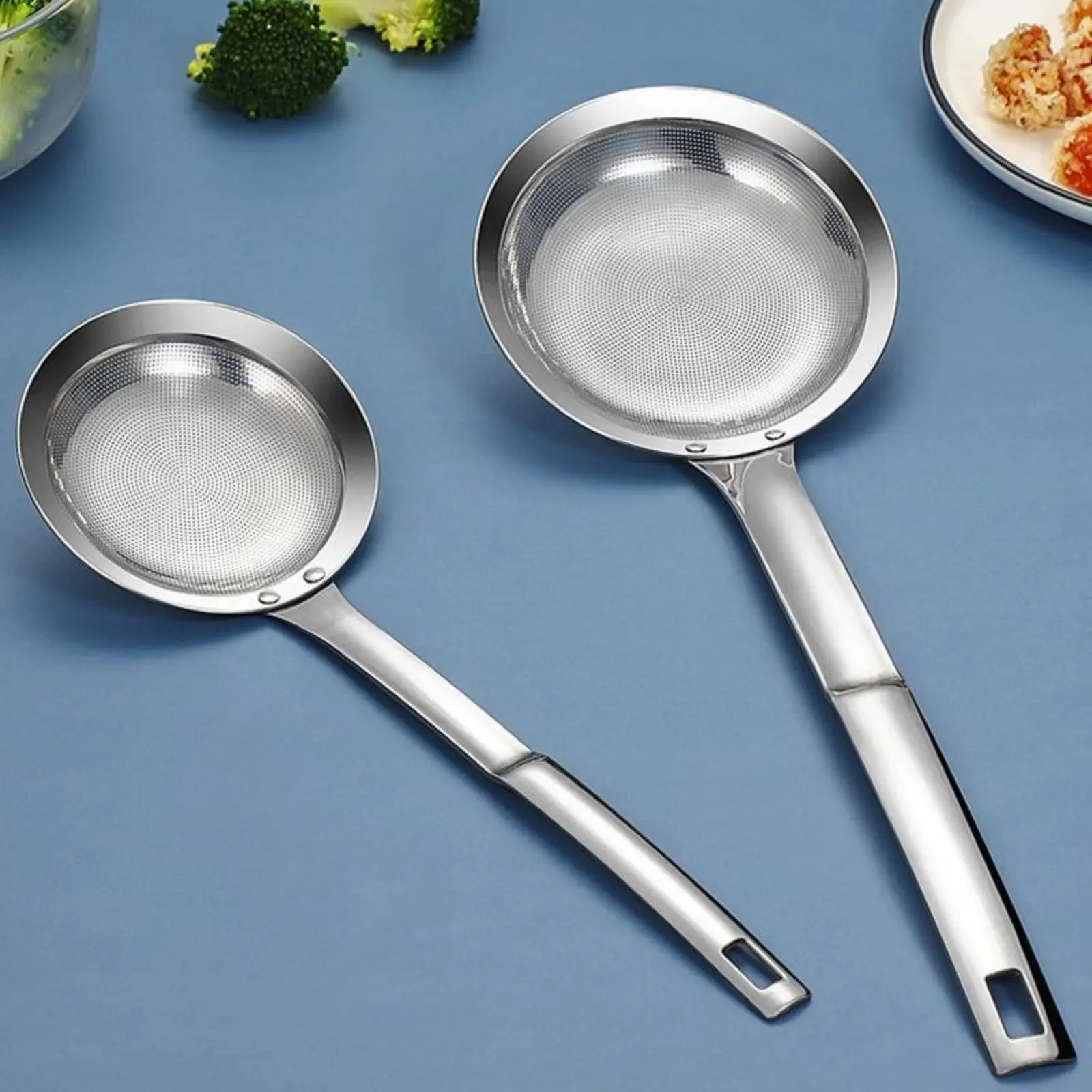 Filter Scoop 1 Count SUS304 Stainless Steel Fat Skimmer Spoon Fine Mesh Strainer Food Strainer With Handle Kitchen Oil Skimmer Strainer FU