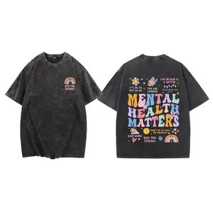 Mental Health Matters Washed Shirt, Inspirational Positive Tee, Self Care Graphic T-Shirt, Motivational Shirts Women, Trendy Emotional Wellness Outfit