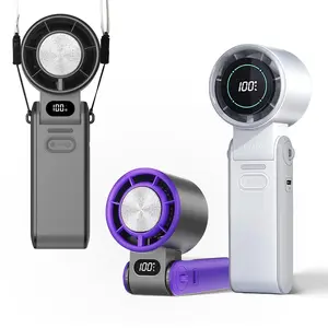Portable high-speed handheld fan with hanging rope, 3600mAh with LED display screen, small fan, rechargeable fan, turbo fan, multifunctional intelligent control, suitable for travel, outdoor, exercise, work, family, life, birthday gift, Valentine's Day gi