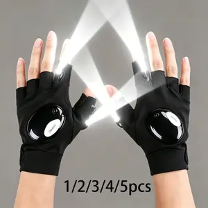 1/2/3/4/5pcs LED Torch Gloves -Led Flashlight Fishing Repair Camping Running Half Finger With Light NightRunning Light Gloves-Gifts Boyfriend Husband, Cool Gadget Hands-Free Lights for Camping Fishing Repairing, Fathers Day Christmas Birthday Gift