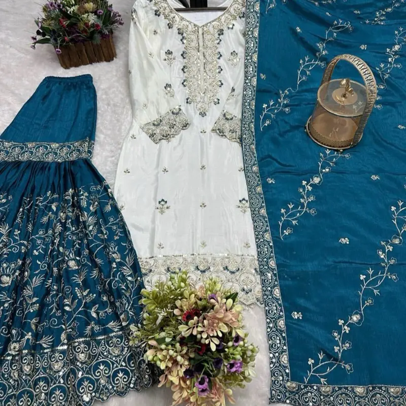 sachin and babi light blue dress Classic Gharara Suit
