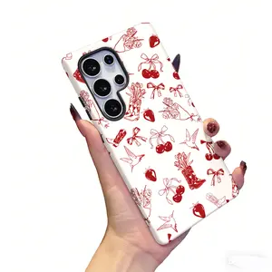 Cherry Cowgirl Pattern Phone Case for Samsung Galaxy S26 Ultra S25 Edge S24 Plus S23 FE S22 S21 Shockproof Durable 2 in 1 Protective Cellphone Casing Cover