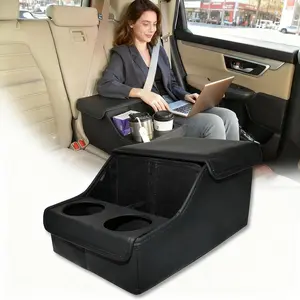 Backseat Car Organizer, Middle Seat Organizer With 4 Storage Compartments 2 Cup Holders, Back Seat Center Hand Rest Toy Storage for Toddler Kids Family Tra