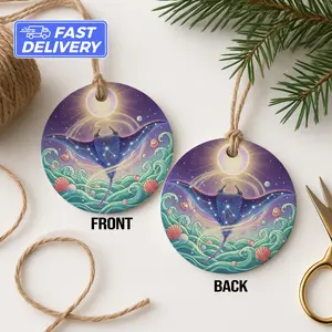 Manta Ray Ornament, Celestial Ocean Gift, Galaxy Sea Creature Ornament, Stargazing Manta Gift, Space Ornament, Ocean Lover Gift
