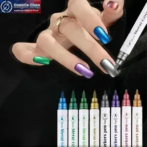 10-Color Dual-Tip 3D Nail Art Marker Set, Metallic Trendy Nail Drawing Pens, Quick-Dry Non-Trace Washable Graffiti Tools for DIY Manicure, Salon Use, Creative Nail Decoration Kit, Valentine & Birthday Gift, Random Packaging