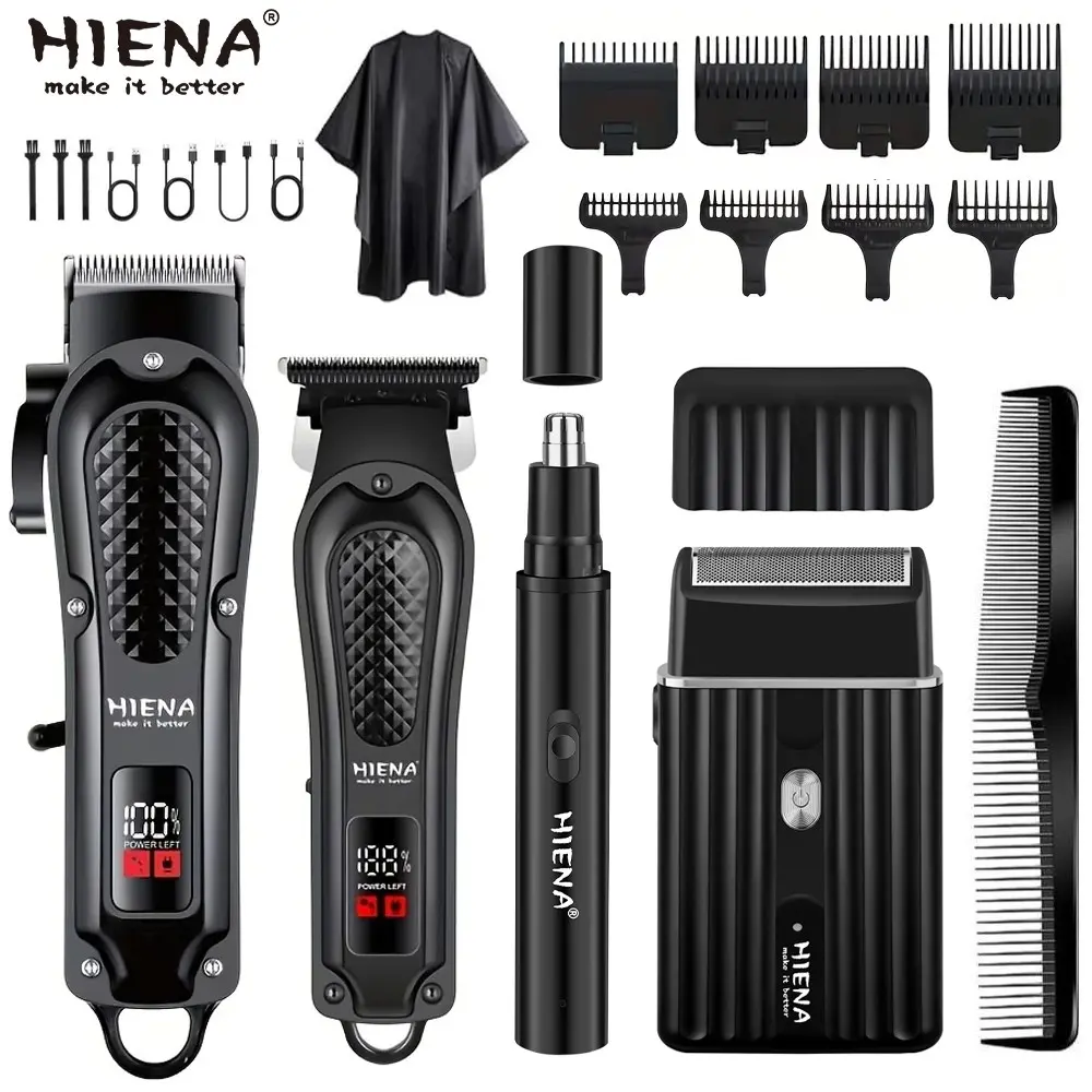 4 men's hair-cutting and capacity-repairing sets, electric household hair-cutting tool sets and nose hair trimmers, electric shavers, wireless trimmers, wireless USB charging, LCD power display, fine trimmers, styling tools and Father's Day gifts.