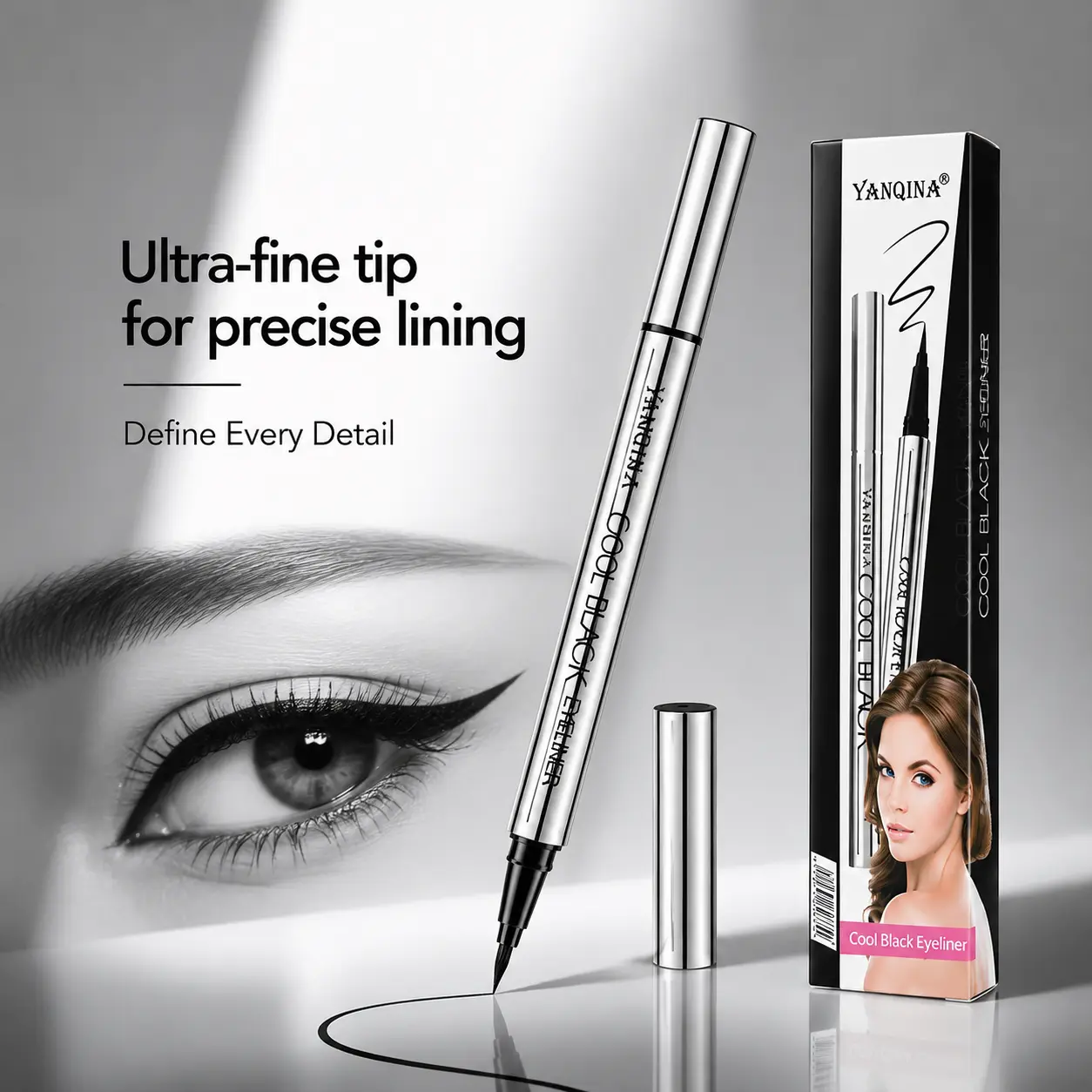 Black Longlasting Liquid Eyeliner, 24 Hours Long-Lasting, Intense Black, Waterproof, Smudge-Proof & Easy Glide, for Beginners, 24H Wear, Smudge-Resistant Formula, Refresh Look, Summerwins