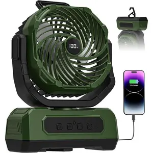 Camping Fan Rechargeable,20000mAh Cordless Battery Powered Oscillating Fan with RGB Light & Remote,4 Timer & Hanging Hook for Indoor,Outdoor,Travel,Camping,BBQ,Jobsite,Picnic-Green