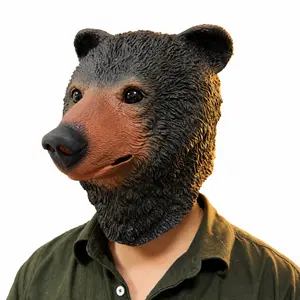 Realistic Black Bear Latex Mask for Adults, Funny & Creepy Animal Head Cover, Novelty Gag Gift Prank Prop for Cosplay, Halloween & Party Masquerade Carnival