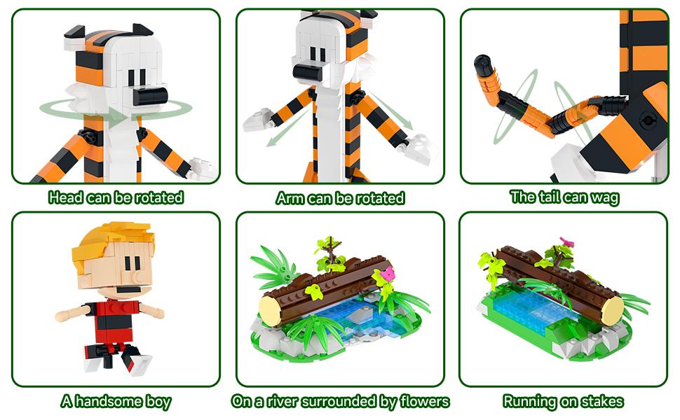 TENHORSES Boy and Tiger Adventure Blocks Set 358PCS with Rotatable Device Compatible with Legos Durable ABS Plastic Toy for Boys Girls Adults Fathersdaygift Model Car Kit with Wheel Animals