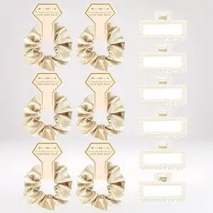 Bridesmaid Proposal Gifts and Wedding Day Favors: 12 PCS Silk Scrunchies and Pearl Hair Clips Set for Bridesmaids Bachelorette Party and Bridal Shower