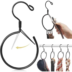 2 Pack 360° Swivel Belt Hanger Organizer for Closet, Holds Ties, Scarves, Bags, Hat & Accessories, Black