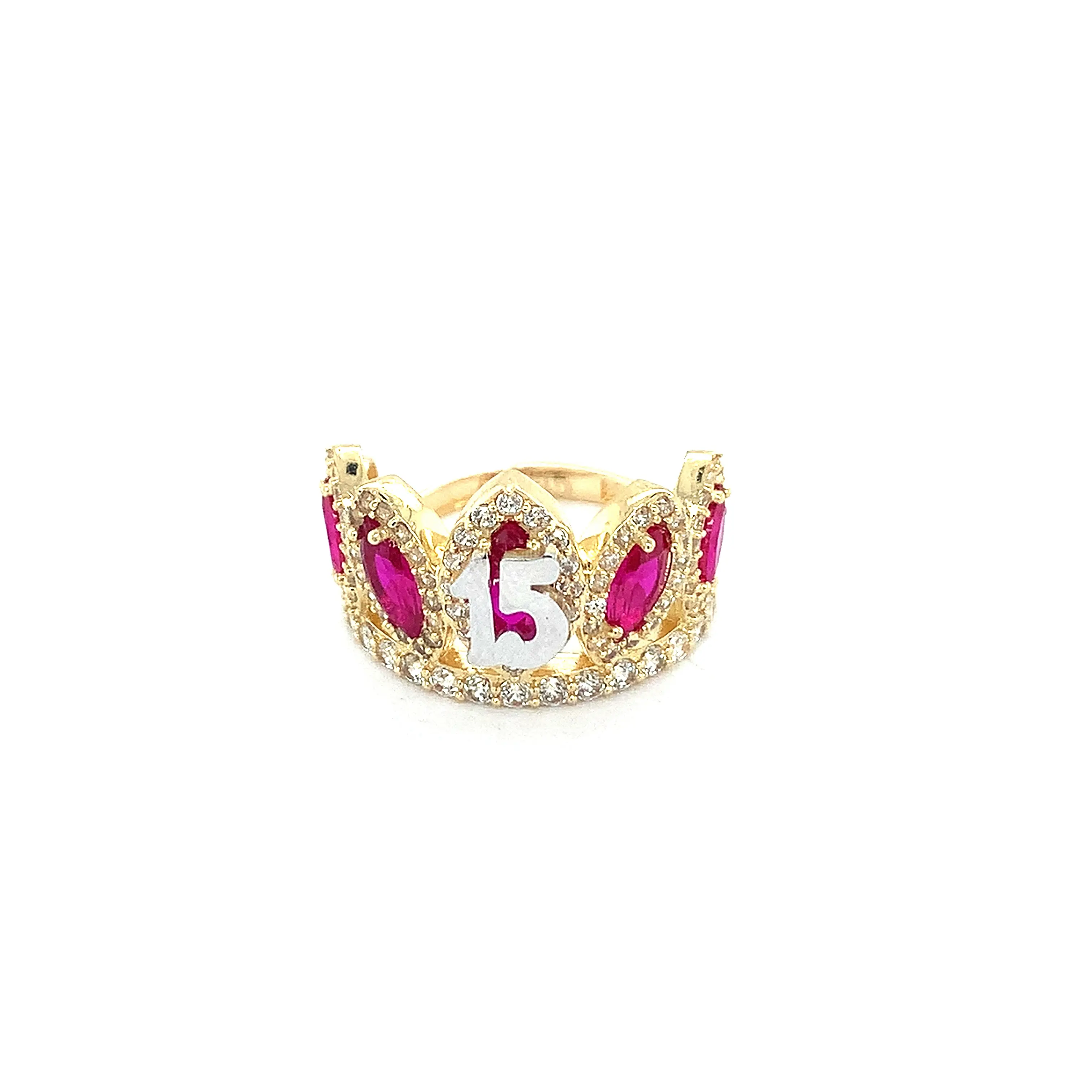 14K Ruby Crown “XV” Quinceañera Ring.