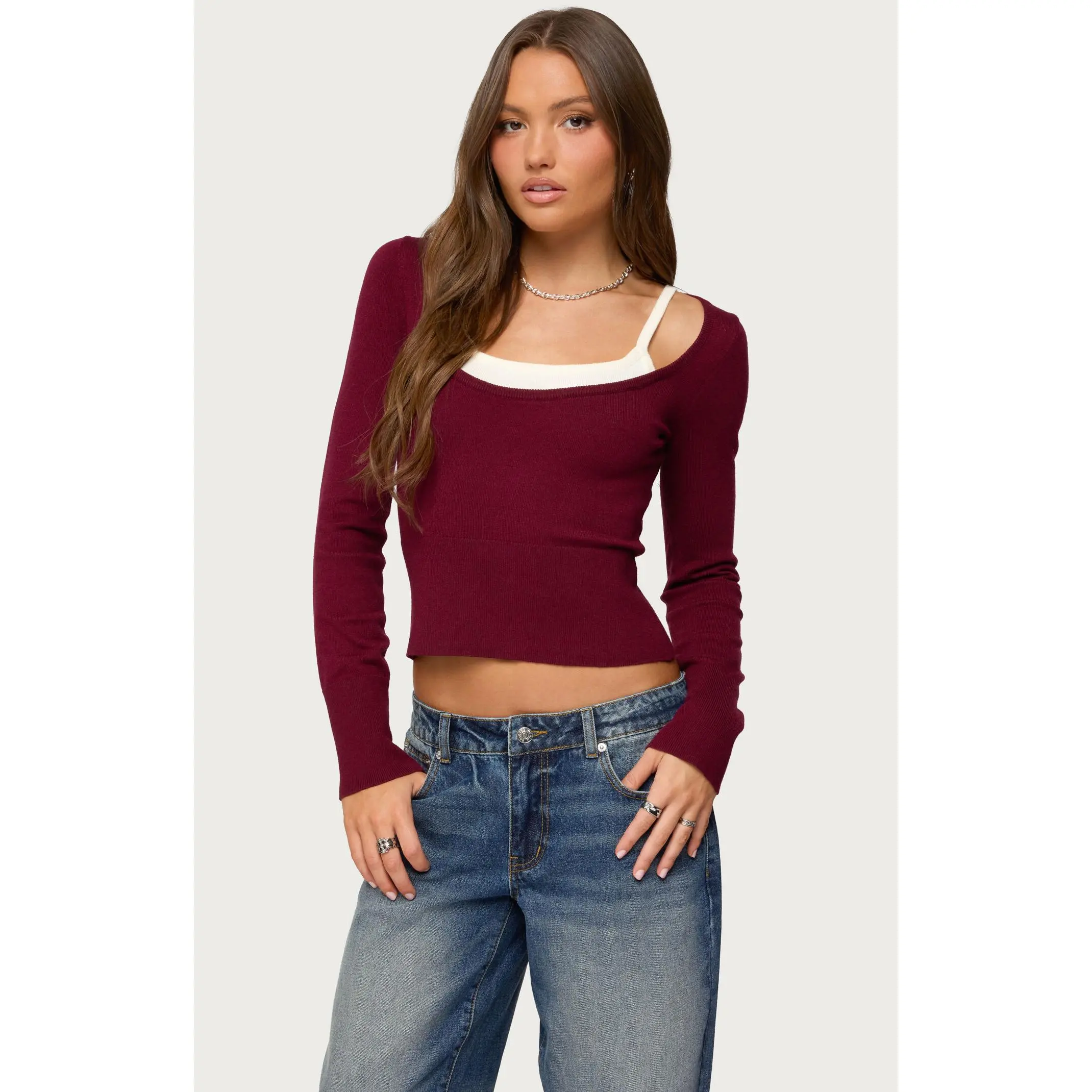 Edikted Women's Cecile Layered Long Sleeve Top