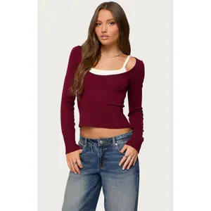Edikted Women's Cecile Layered Long Sleeve Top