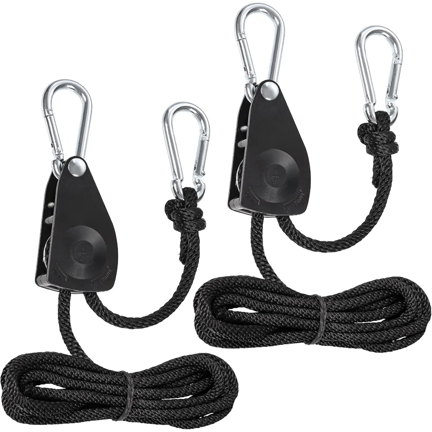 Adjustable Rope Hanger Grow Light Hanger, 1/4 Heavy Duty  Pulley Rope Tightener Ratchet Tie Down for Kayak, Tarp, Tent Tie Downs, Hanging , Filters, Fans