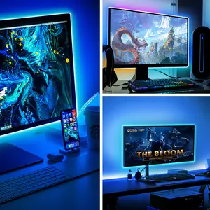 TV Led backlight,49.2ft/32.8ft RGB+IC Led TV light,USB TV Led Strip Lights,45-75 "TV/Monitor Behind Lights, Rainbow Color Led TV light, Home theater, app control music Sync light Strip Christmas decorations,Christmas, Halloween, Thanksgiving presents, the