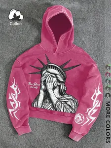 Unisex Street Style Hoodie, Cool Dreads Portrait Flame Graphic Print, Fall & Winter Fitted Long Sleeve Sweatshirt, Y2K Fashion Streetwear, Hip Hop Gift