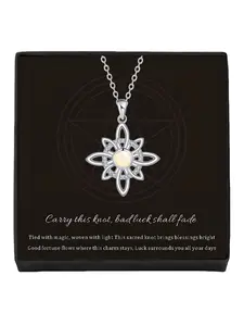 Iridescent Floral Glow · Silver Sequence | Original Niche Minimalist Celtic Opal Diamond-Studded Necklace, Daily Wear Essential, Lucky Charm for All Occasions, Ideal Valentine's Day Gift