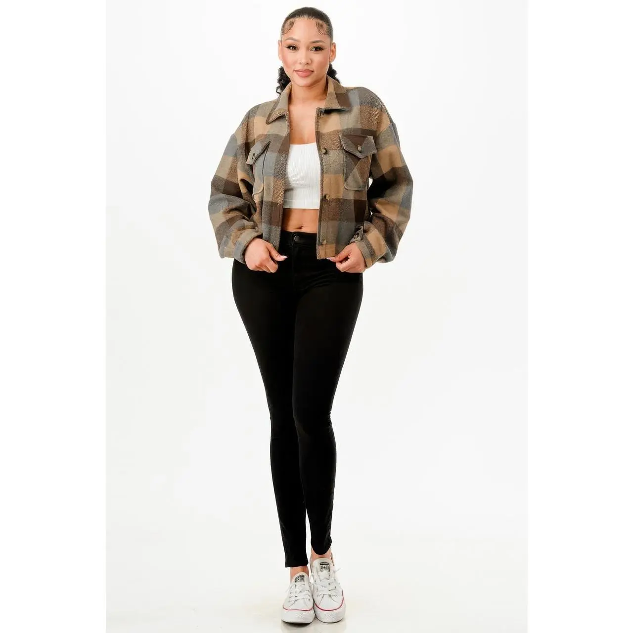 Cropped Flannel Jacket        -51837