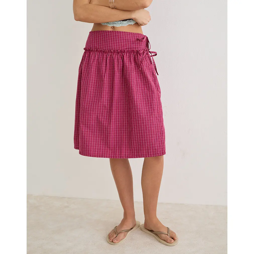 Kasma Skirt in Raspberry Shadow Check