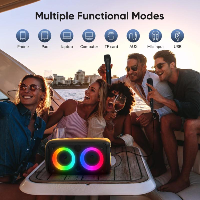 party disco light Portable Bluetooth Speaker 3317 with 1 Microphone for Karaoke Sound Amplification Bass Boost Subwoofer Type-C Charging Port TF Card FM USB Ideal for Family Gatherings Indoor Music & Dance Parties Holiday Gifts Audio Smartphone